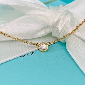 Tiffany & Co .12 carat Peretti diamond by the yard 18k necklace 16”